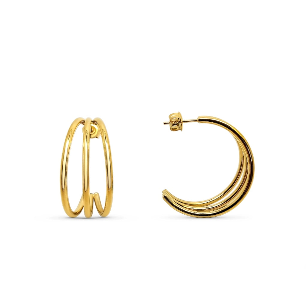 Steel Triple Hoop Earrings | Nina