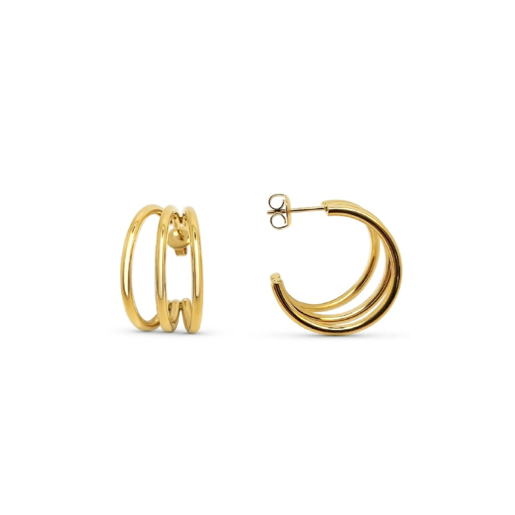 Steel Triple Hoop Earrings | Nina