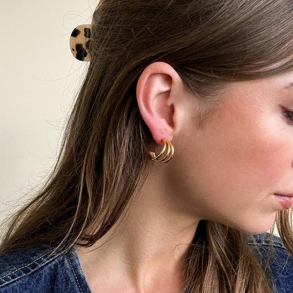 Steel Triple Hoop Earrings | Nina