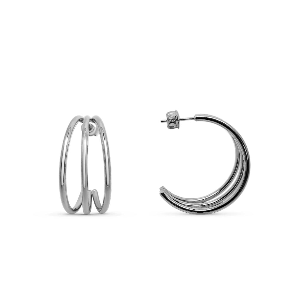 Steel Triple Hoop Earrings | Nina