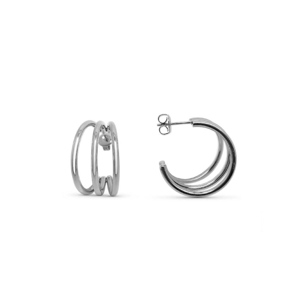 Steel Triple Hoop Earrings | Nina