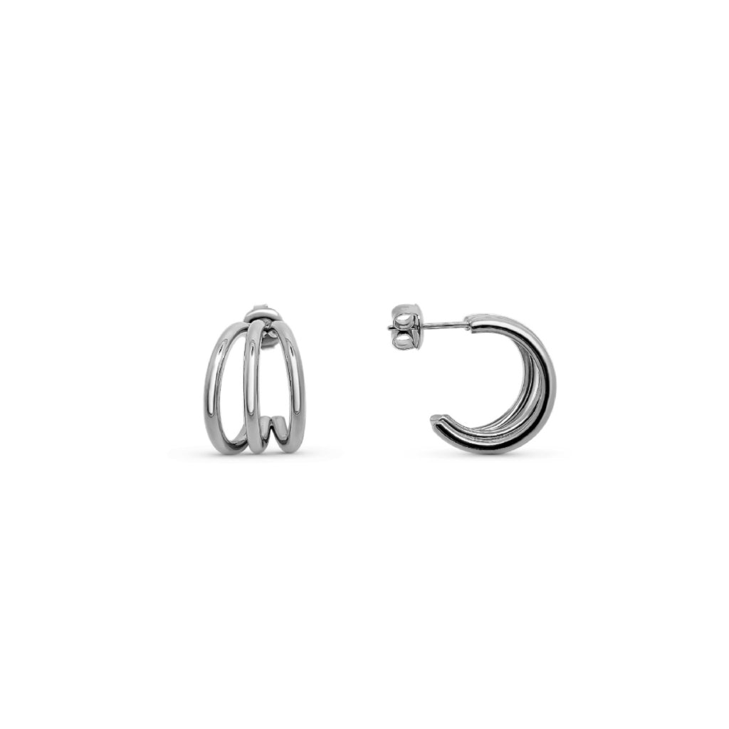 Steel Triple Hoop Earrings | Nina