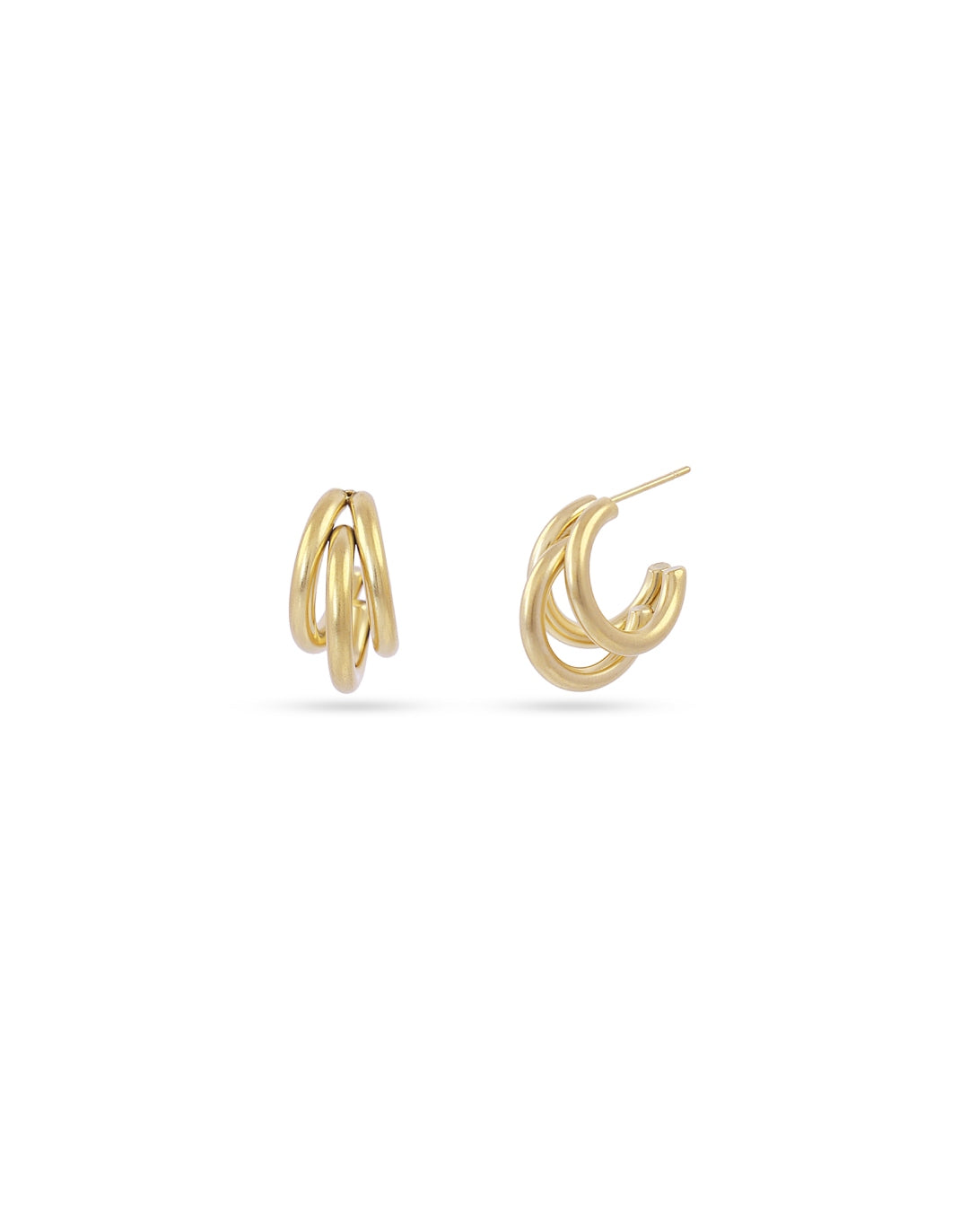 Steel Triple Hoop Stud Earrings | Anartxy