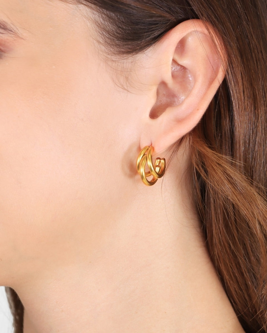 Steel Triple Hoop Stud Earrings | Anartxy