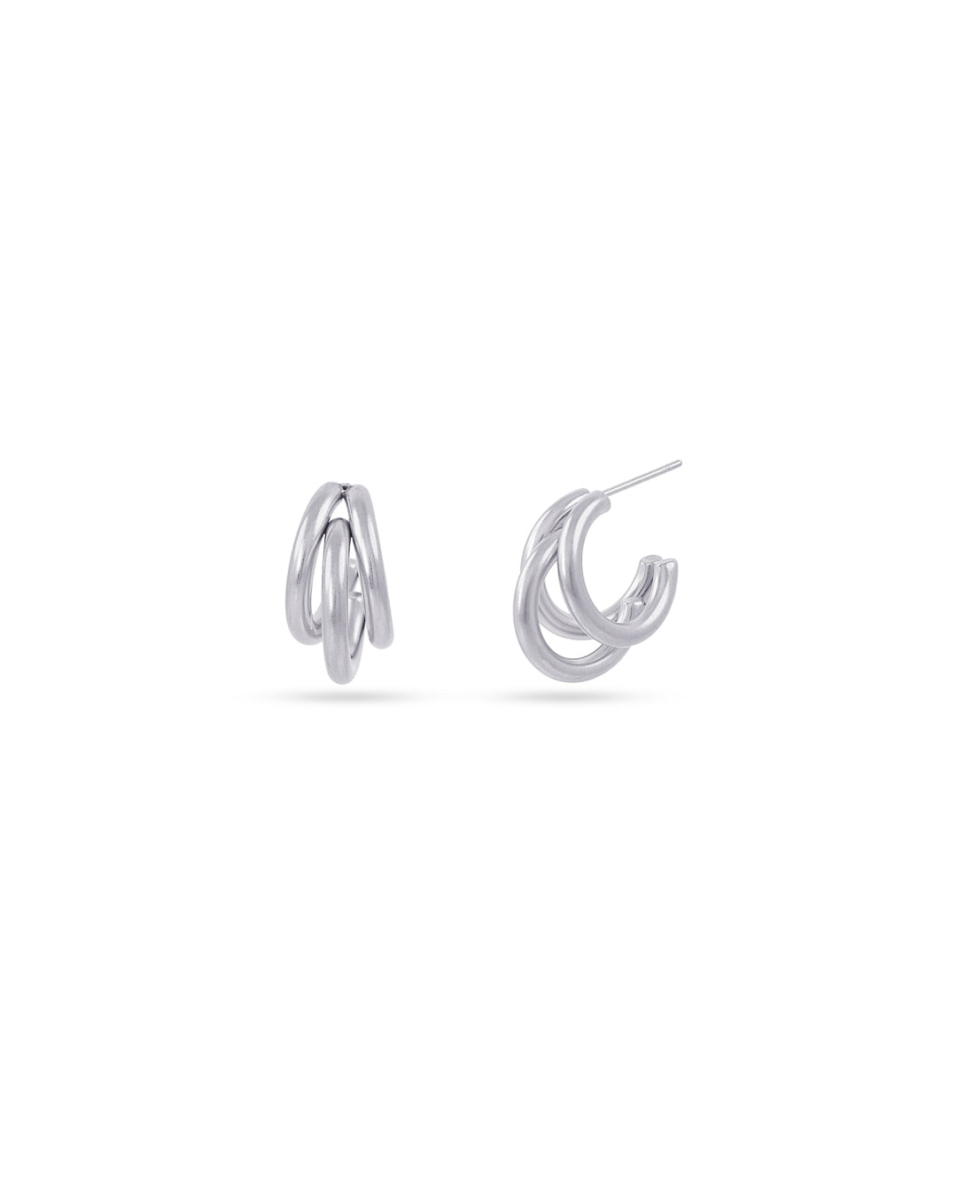 Steel Triple Hoop Stud Earrings | Anartxy