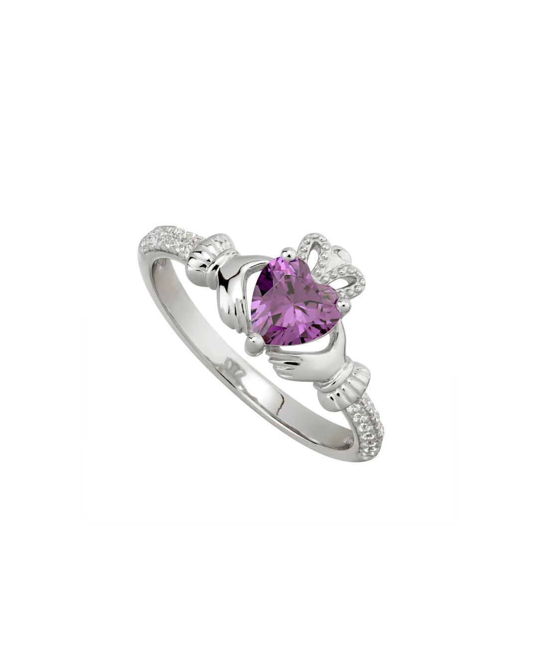 Sterling Silver Amethyst Claddagh Ring | February Birthstone | Solvar