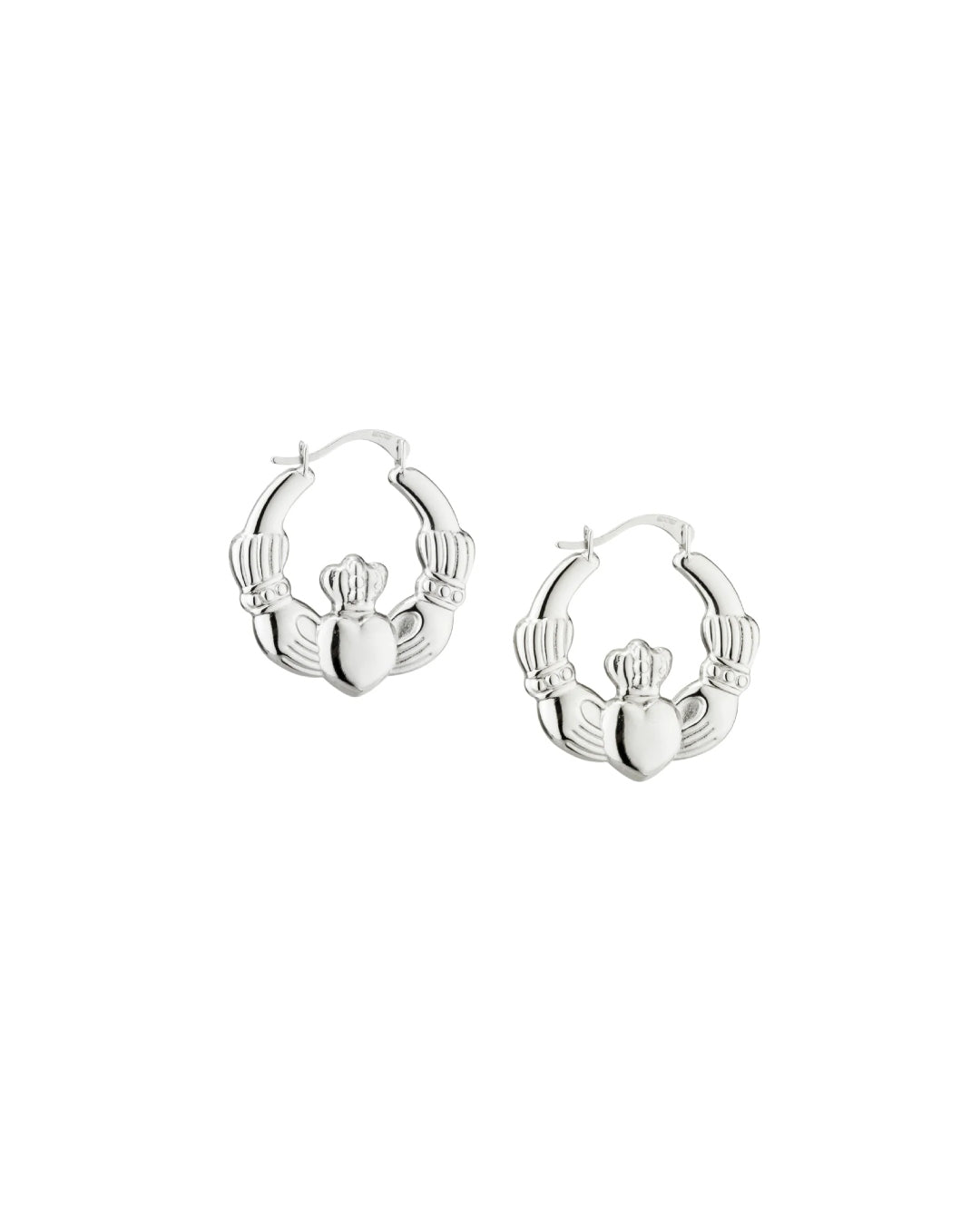 Sterling Silver Chunky Claddagh Hoop Earrings | Solvar
