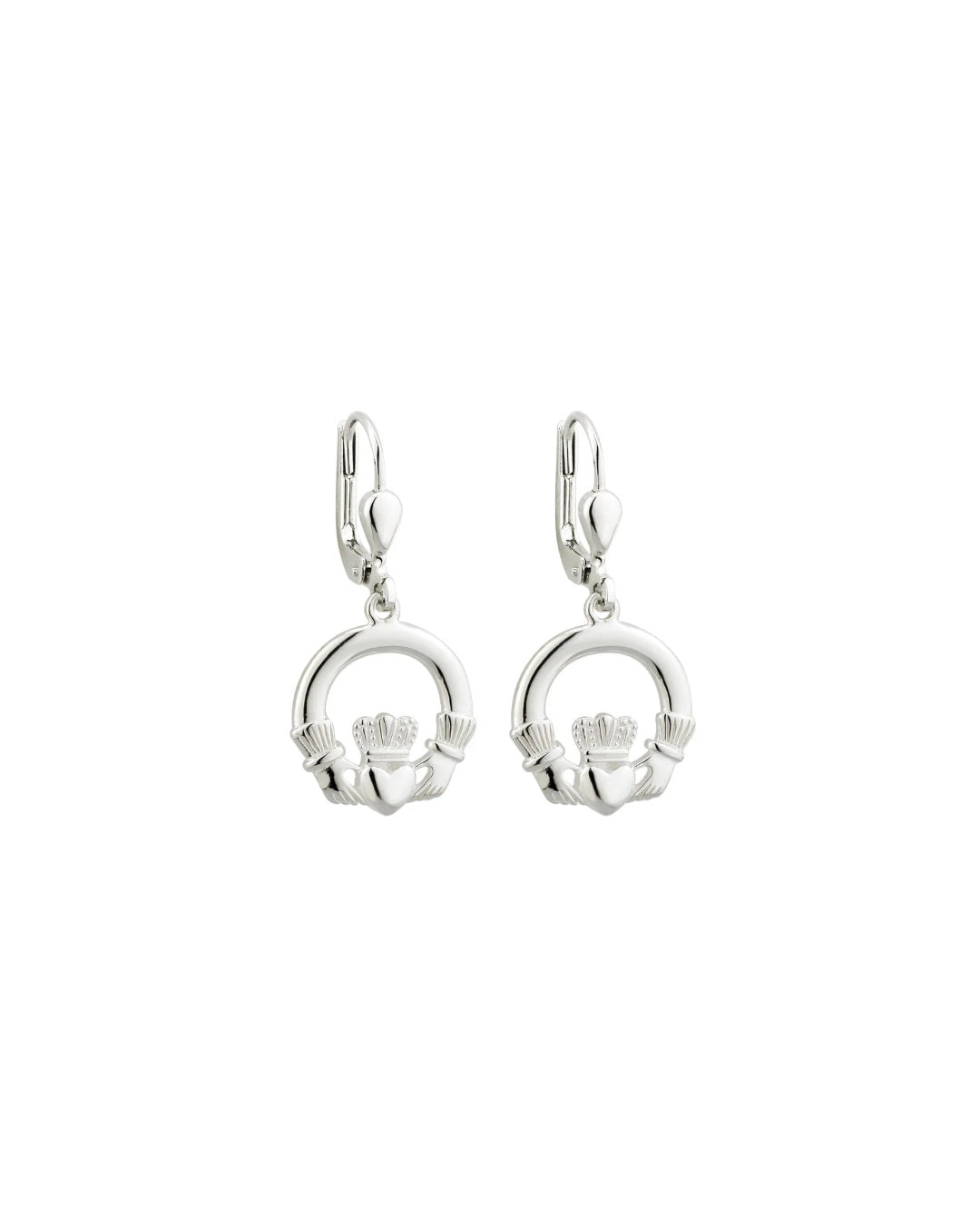 Sterling Silver Claddagh Drop Earrings | Solvar