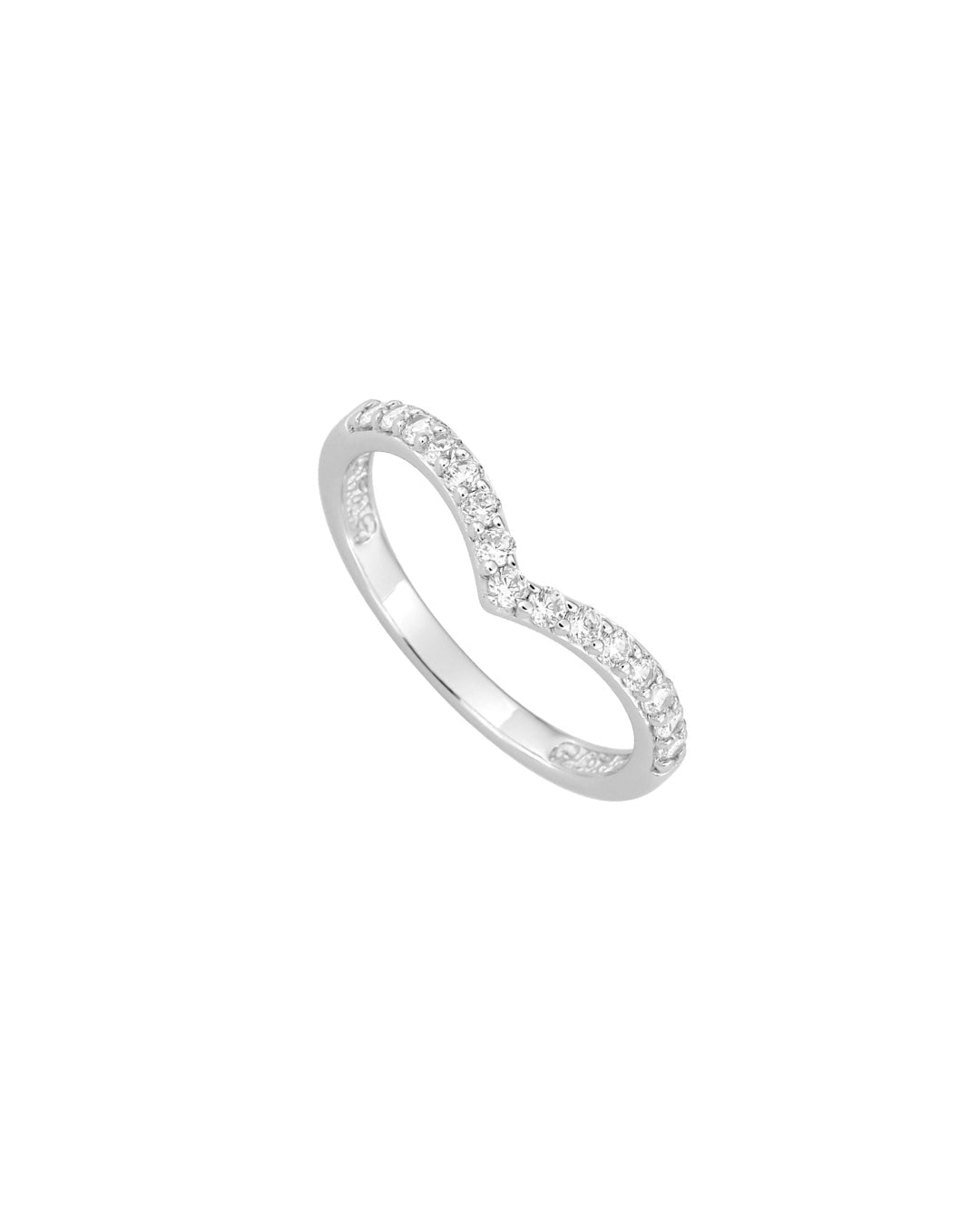 Sterling Silver Clear Stone Wishbone Ring | Durrus