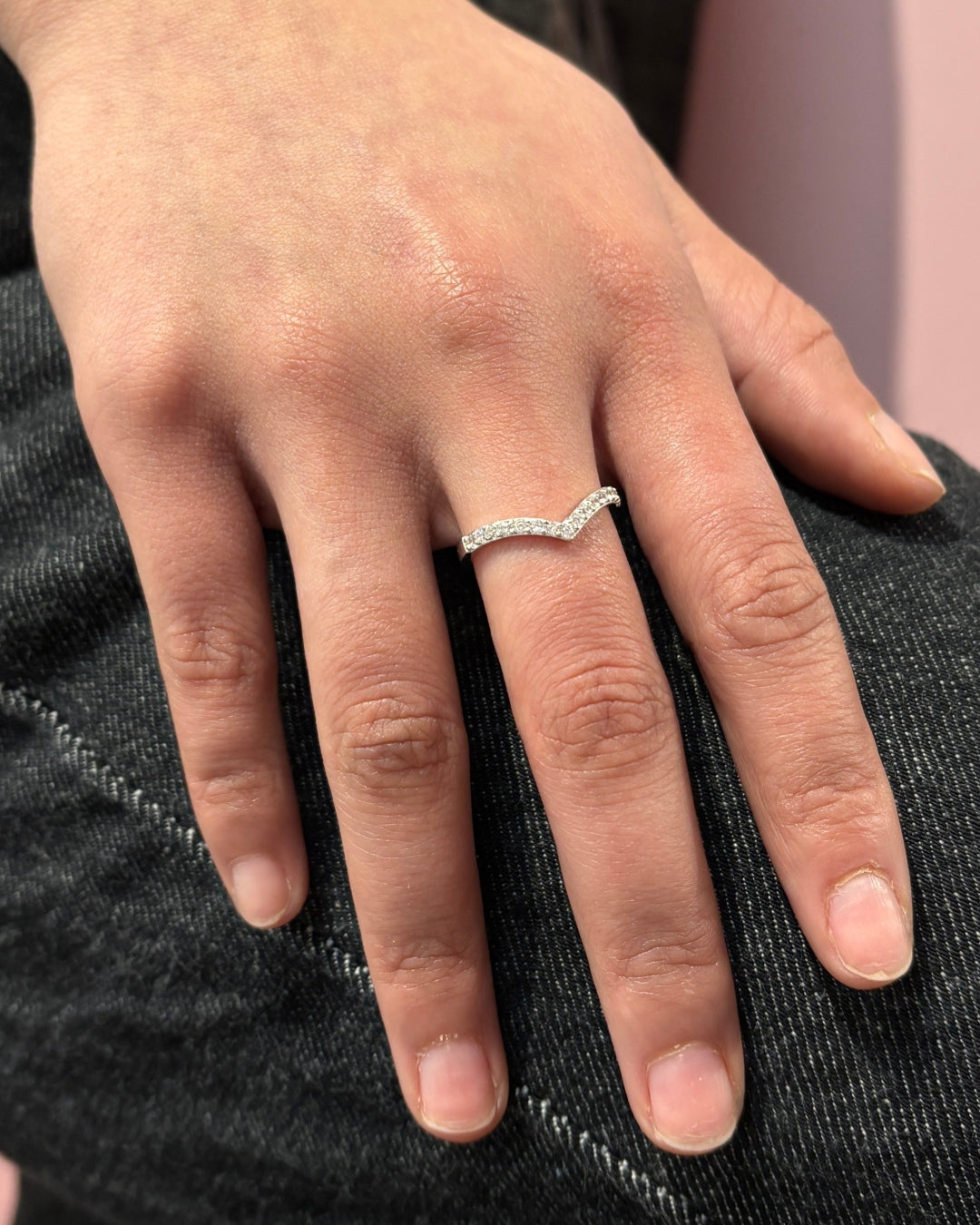 Sterling Silver Clear Stone Wishbone Ring | Durrus