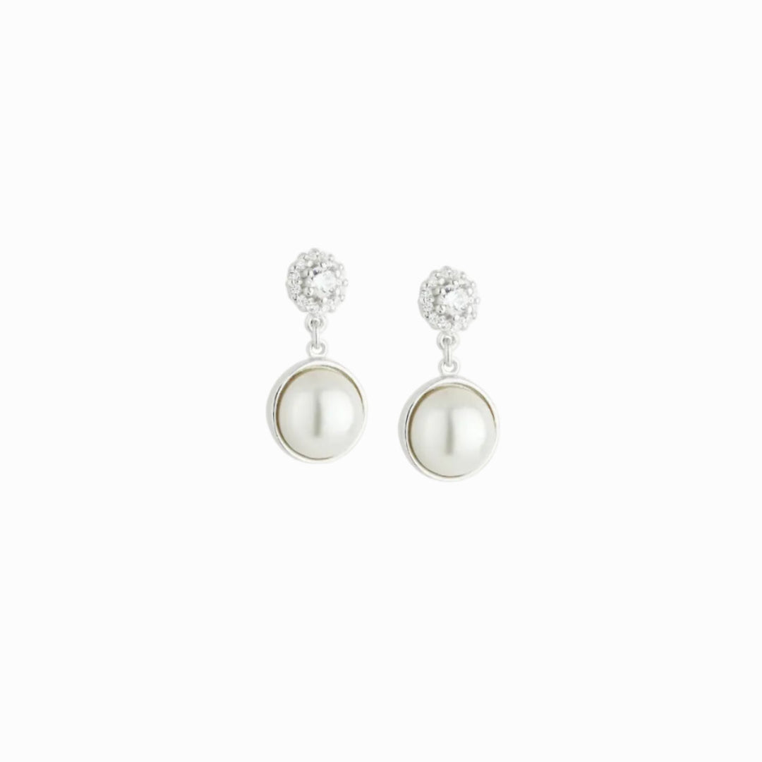 Sterling Silver Cluster Pearl Drop Earrings | Diana