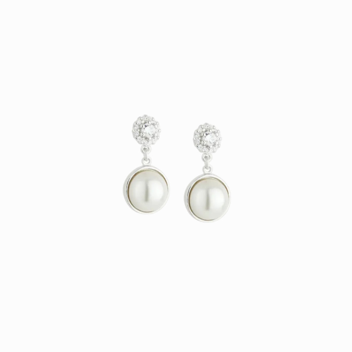 Sterling Silver Cluster Pearl Drop Earrings | Diana