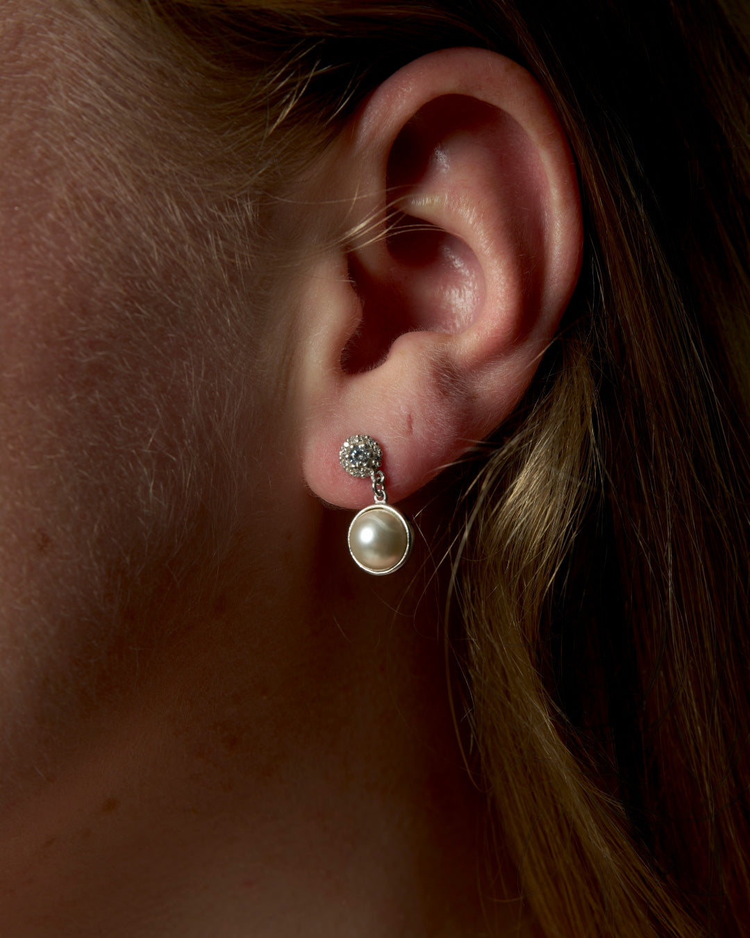Sterling Silver Cluster Pearl Drop Earrings | Diana