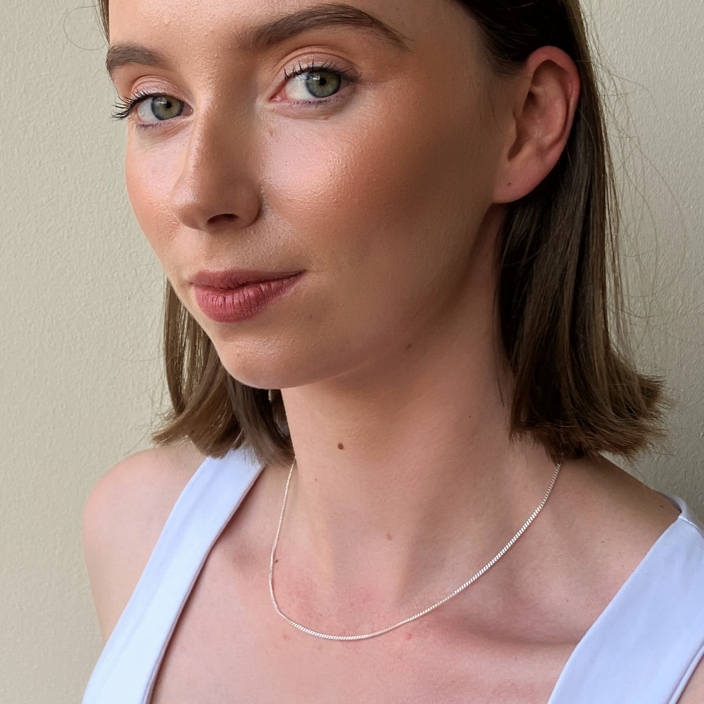 Silver Delicate Curb Chain Necklace