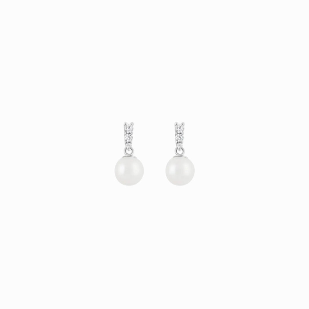 Sterling Silver Freshwater Pearl Mini Drop Earrings | Bellona