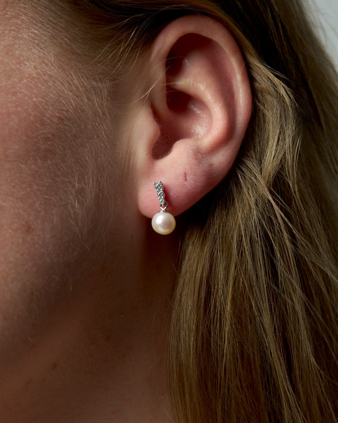 Sterling Silver Freshwater Pearl Mini Drop Earrings | Bellona