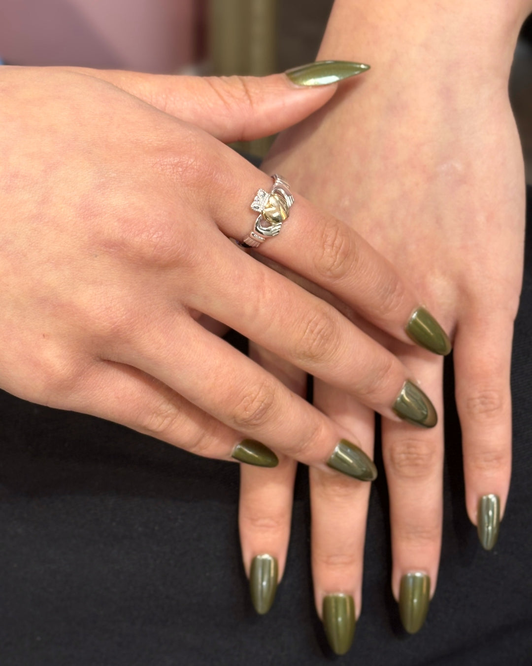 Sterling Silver Gold Heart Claddagh Ring | Solvar