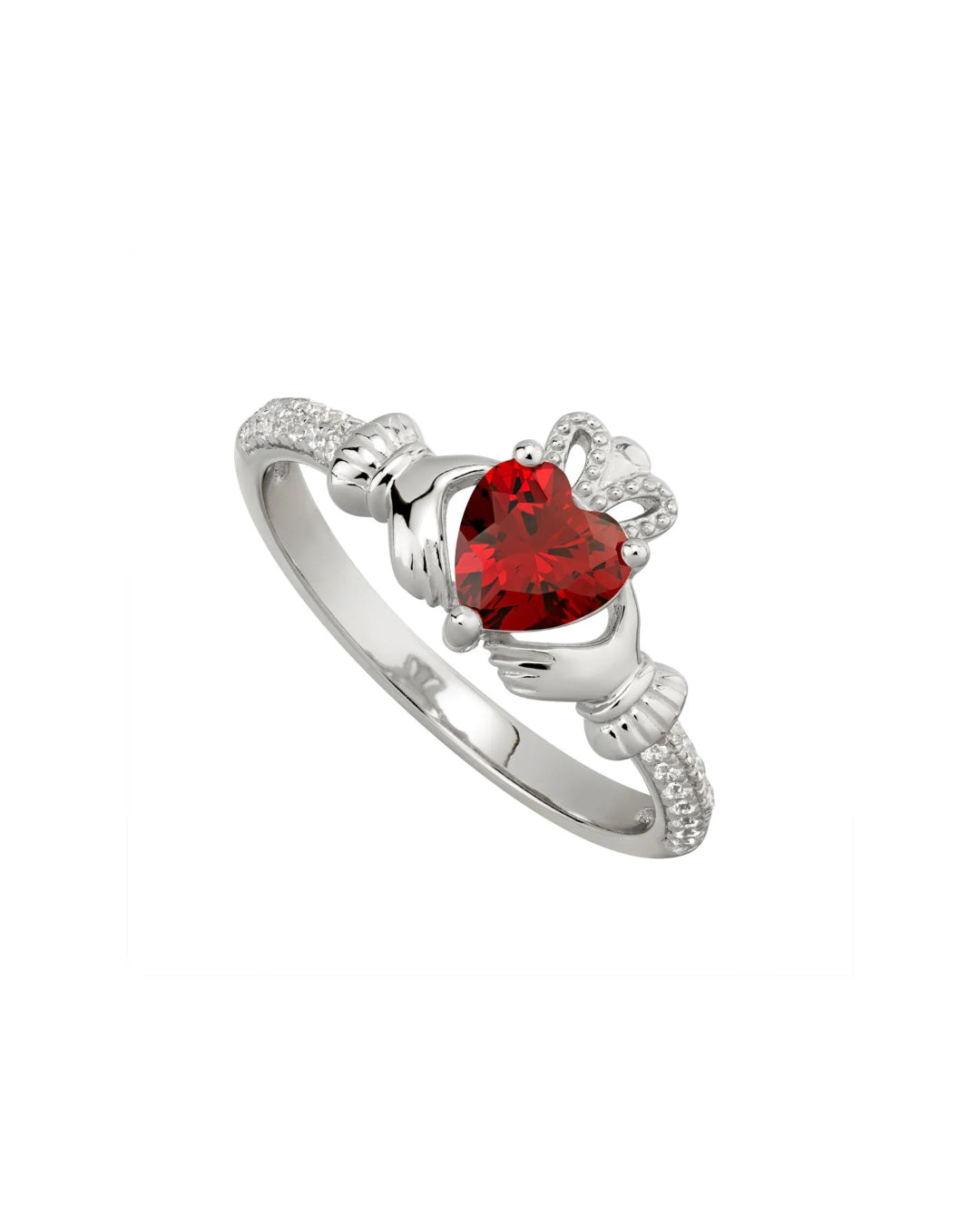 Sterling Silver Garnet Claddagh Ring | January Birthstone | Solvar