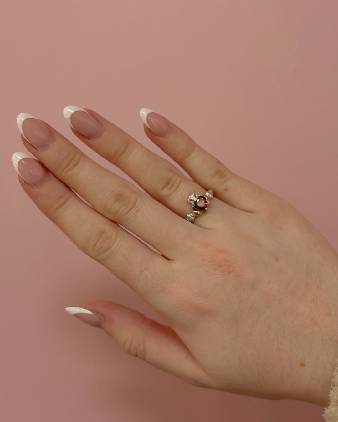 Sterling Silver Garnet Claddagh Ring | January Birthstone | Solvar