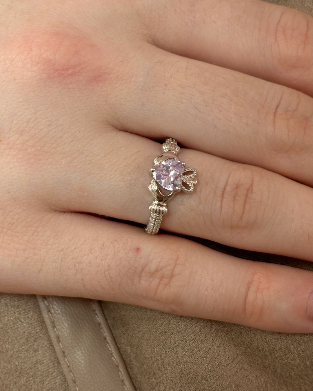Sterling Silver Light Amethyst Claddagh Ring | June Birthstone | Solvar