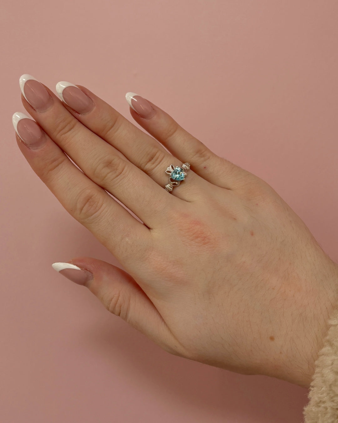 Sterling Silver Aquamarine Claddagh Ring | March Birthstone | Solvar