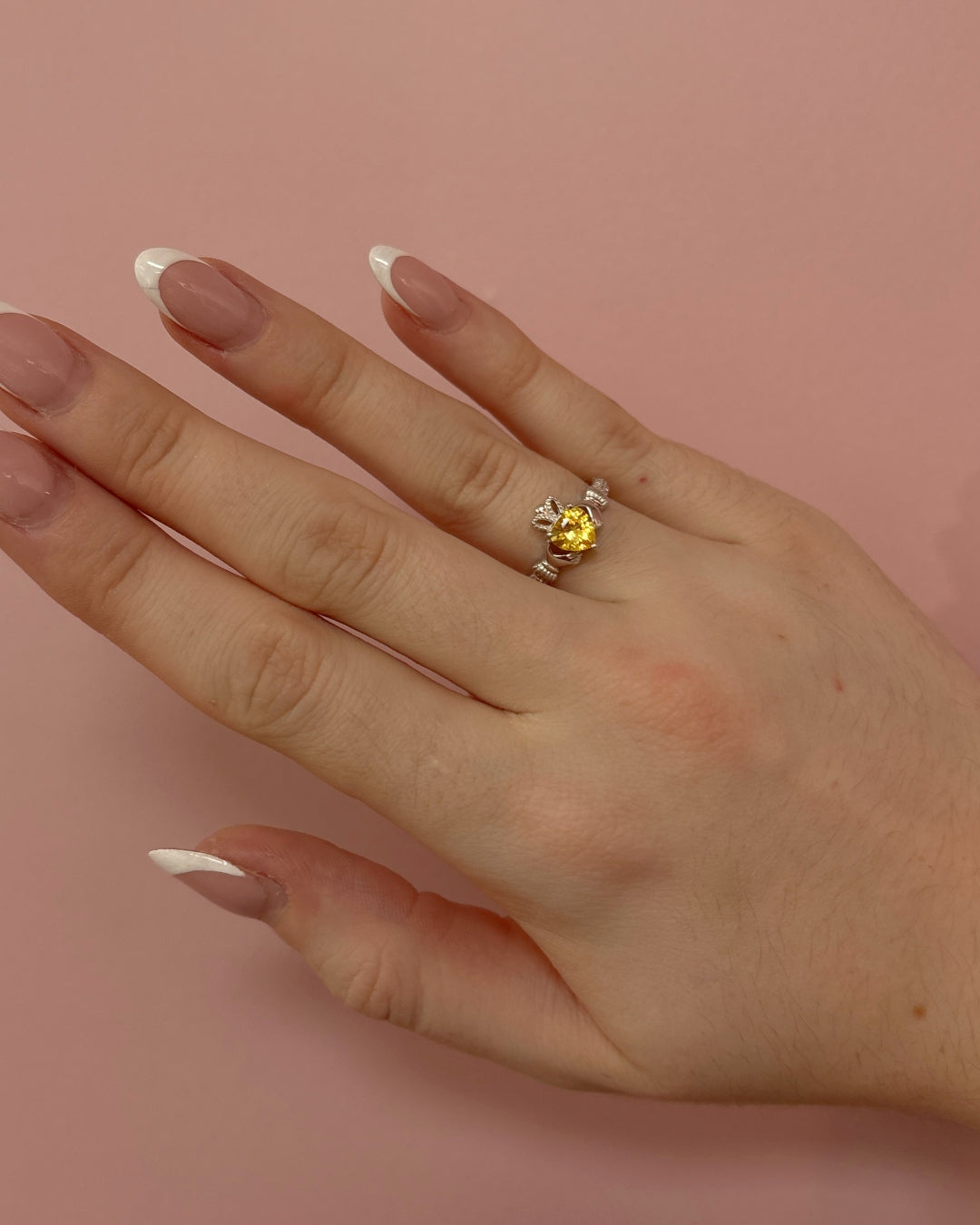 Sterling Silver Yellow Topaz Claddagh Ring | November Birthstone | Solvar