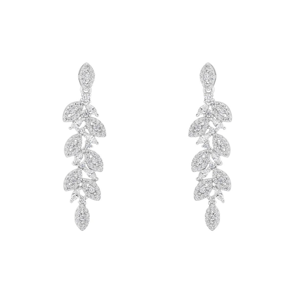 Sterling Silver Ornate Leaf Drop Earrings | Aurea