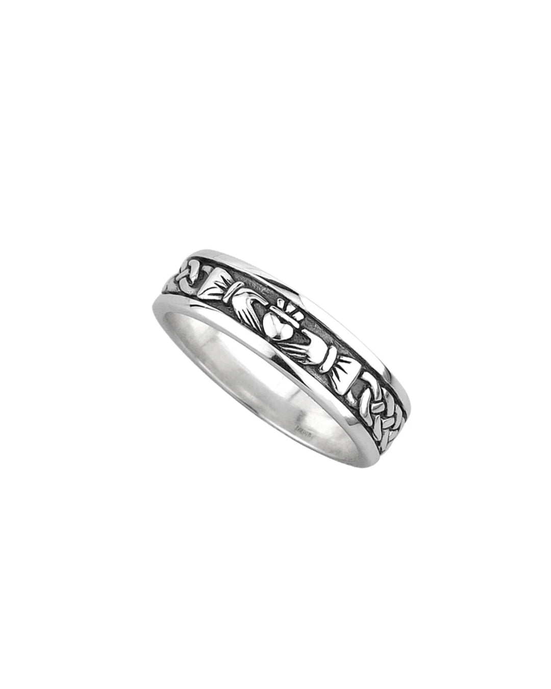 Sterling Silver Oxidised Claddagh Band Ring | Solvar