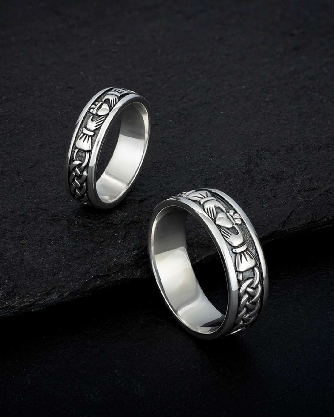 Sterling Silver Oxidised Claddagh Band Ring | Solvar