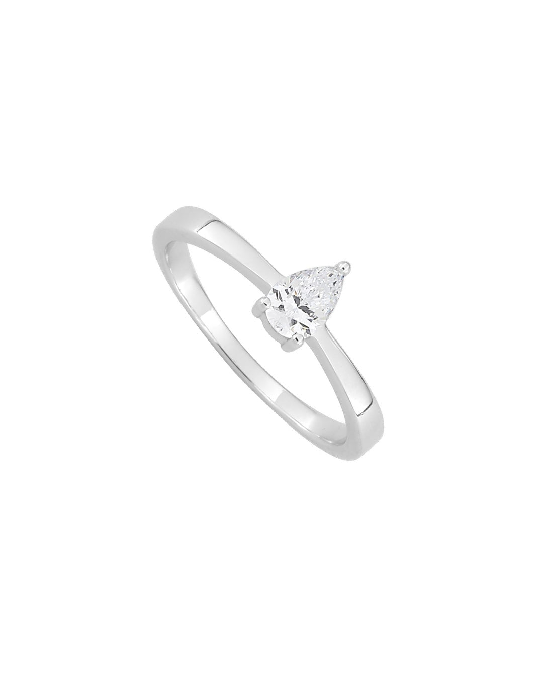 Sterling Silver Pear Cut Solitaire Ring | Gina