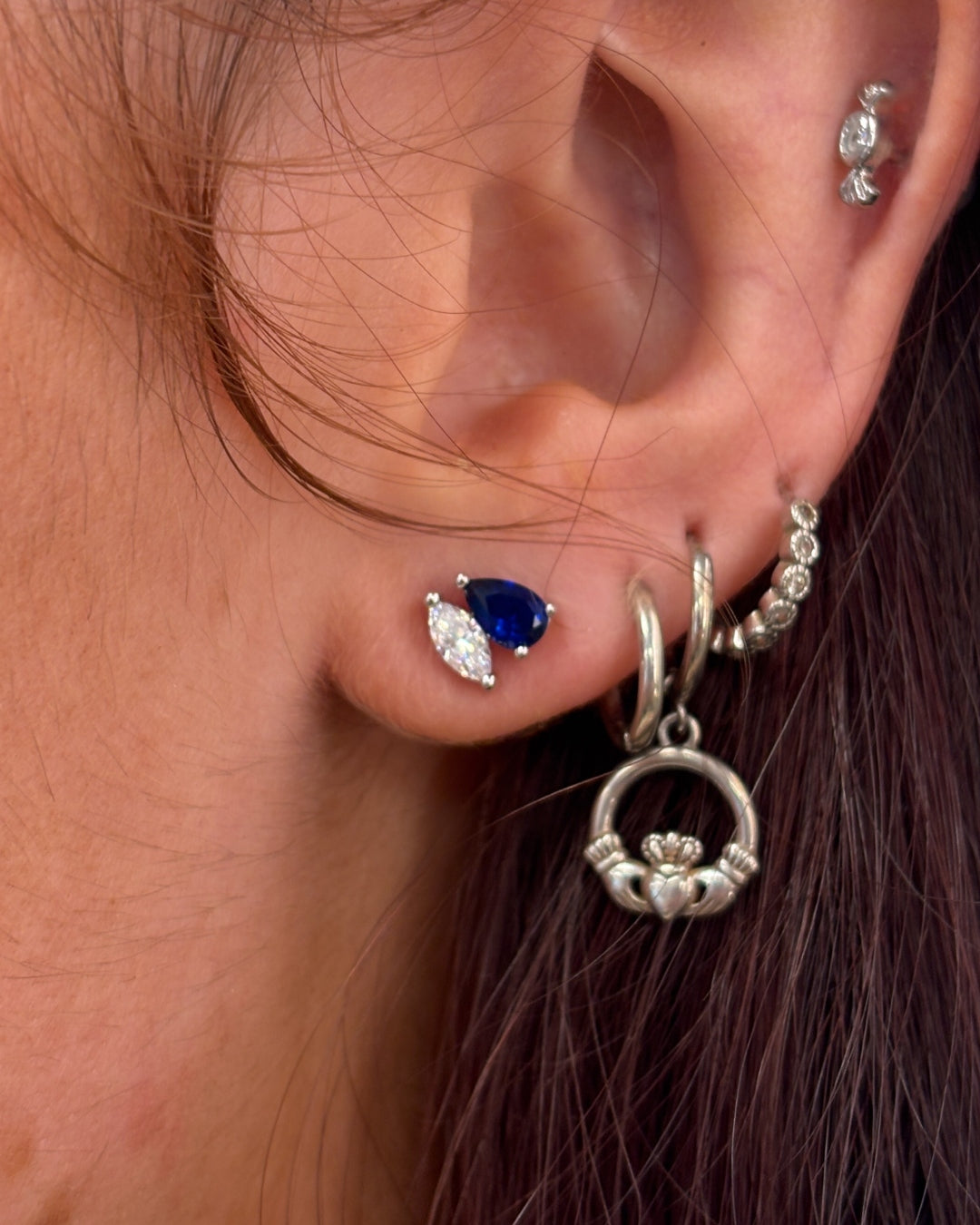 Sterling Silver Pear & Marquise Cut Stud Earrings | Manresa