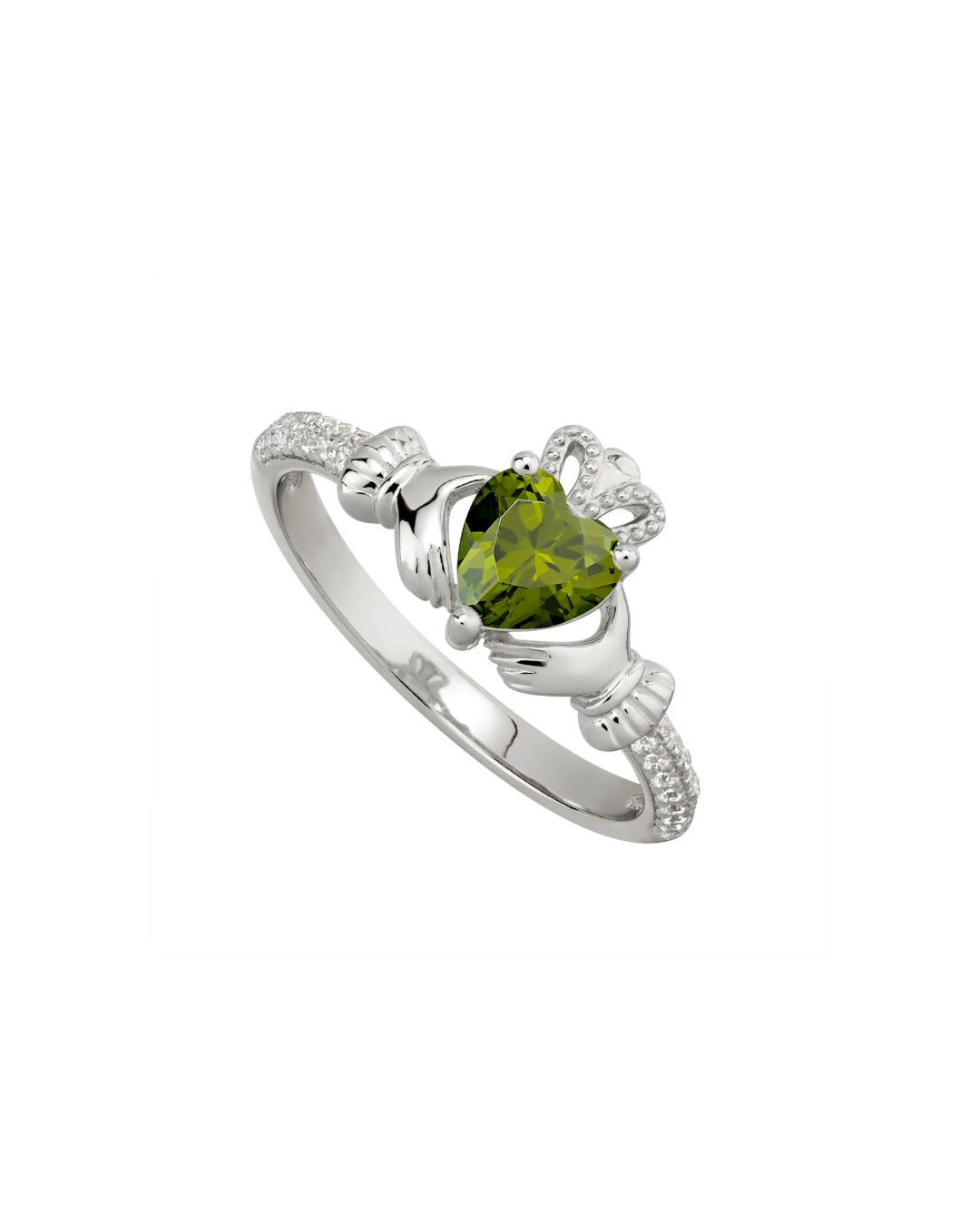 Sterling Silver Peridot Claddagh Ring | August Birthstone | Solvar