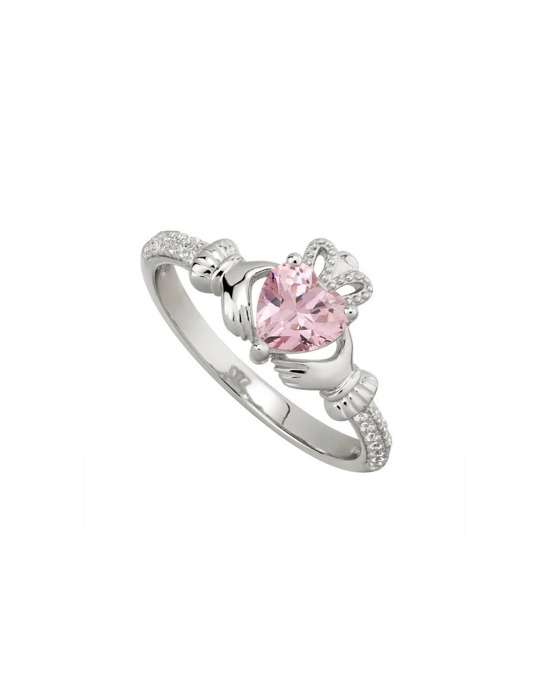 Sterling Silver Rose Claddagh Ring | October Birthstone | Solvar