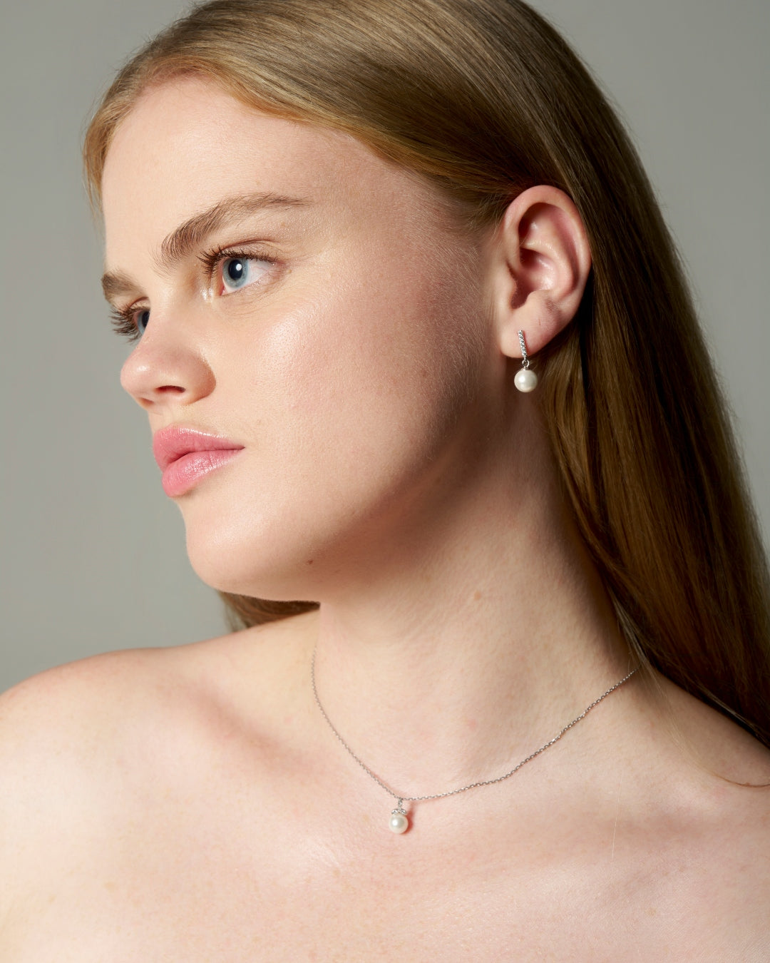 Sterling Silver Round Freshwater Pearl Drop Earrings | Vesta