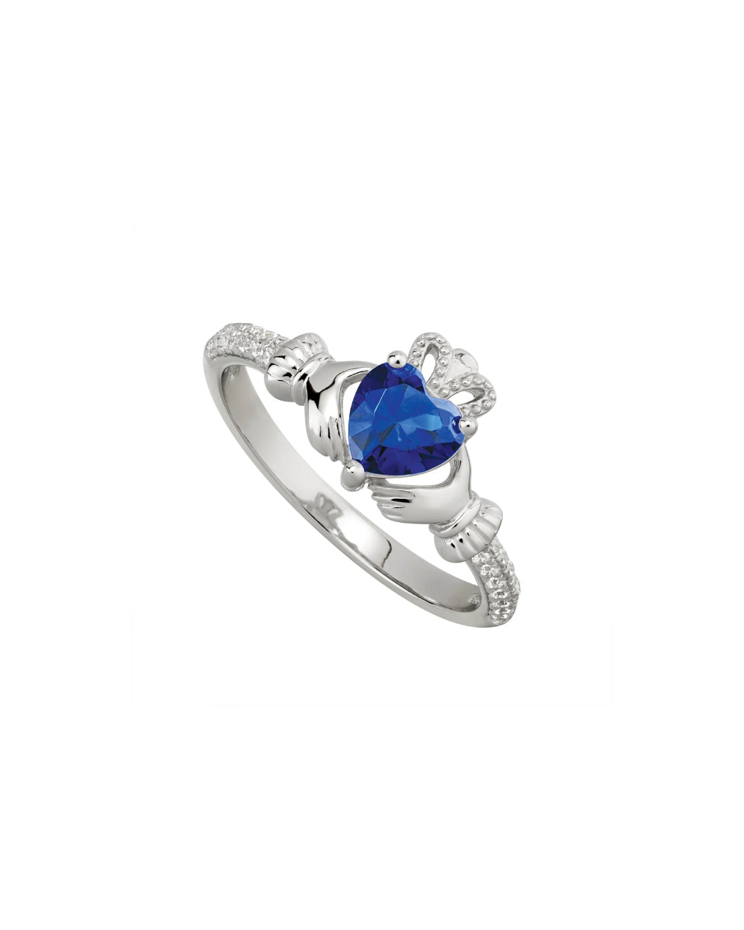 Sterling Silver September Birthstone Sapphire Claddagh Ring | Solvar