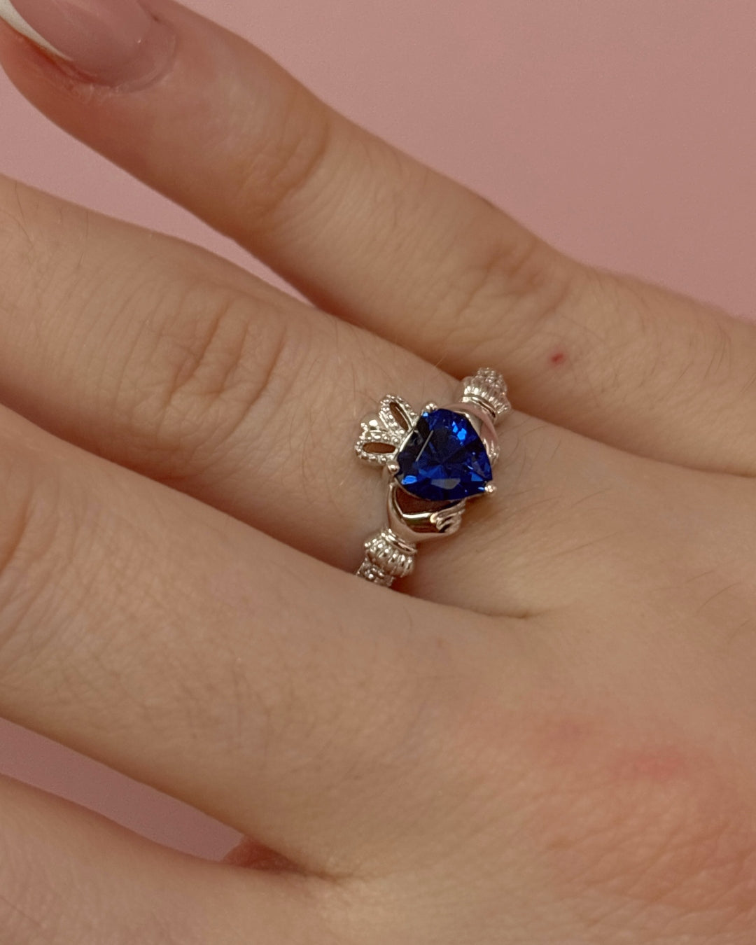 Sterling Silver Sapphire Claddagh Ring | September Birthstone | Solvar