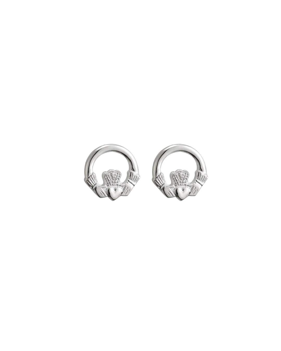 Sterling Silver Small Claddagh Stud Earrings | Solvar