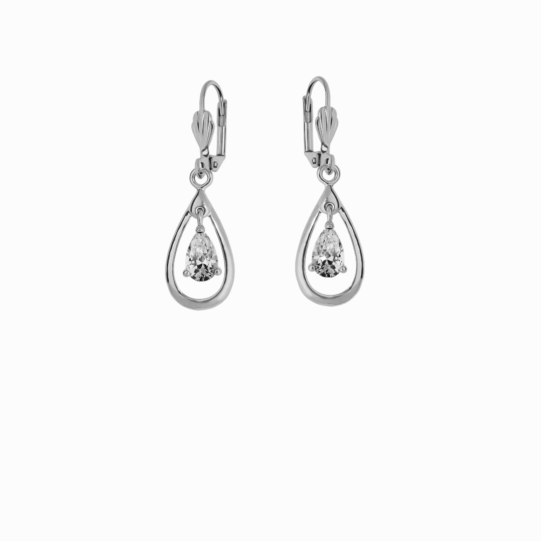Sterling Silver Teardrop Dangle Earrings | Fossia
