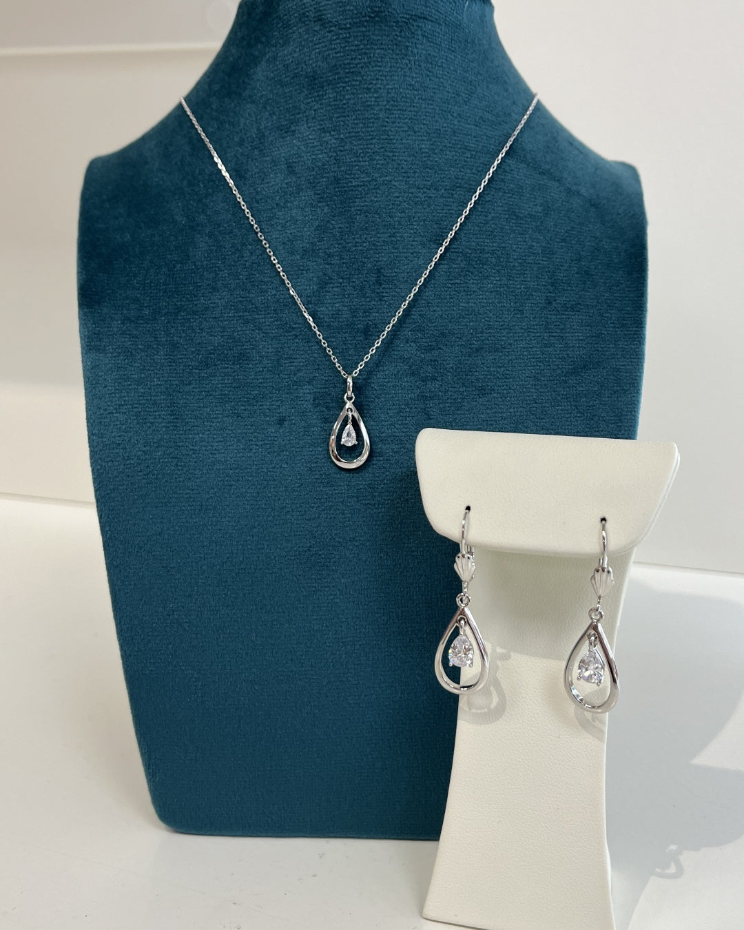 Sterling Silver Teardrop Dangle Earrings | Fossia