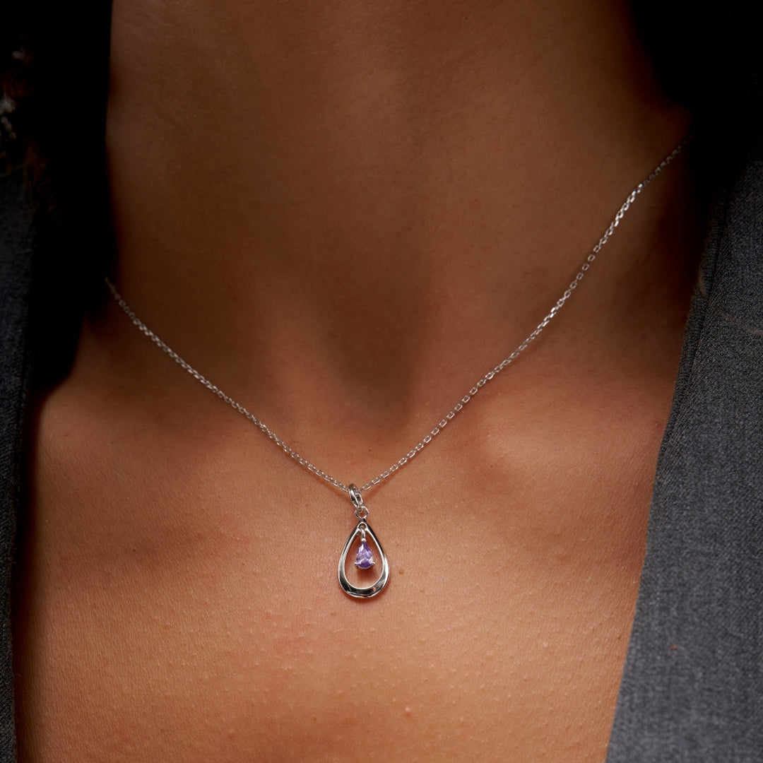 Sterling Silver Teardrop Pendant Necklace | Dorina