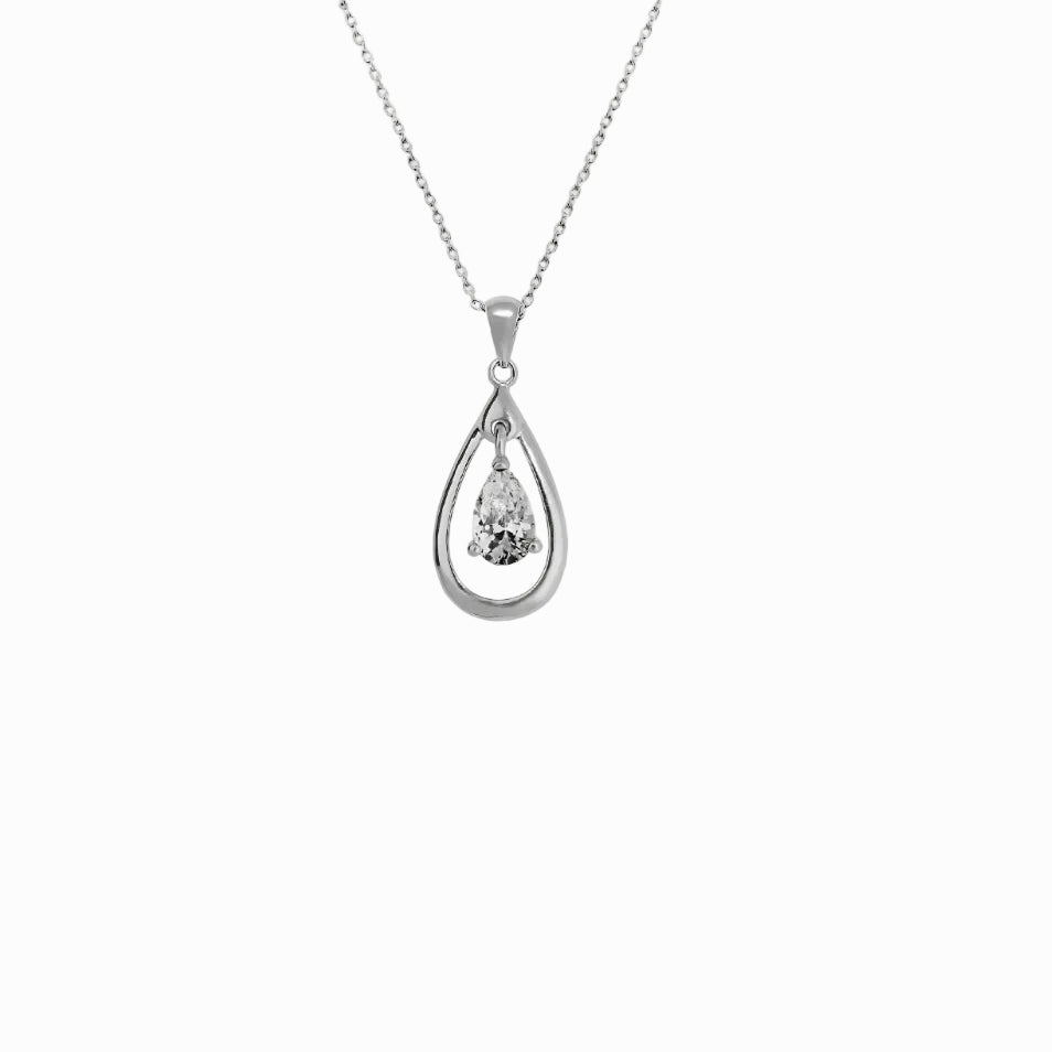 Sterling Silver Teardrop Pendant Necklace | Dorina