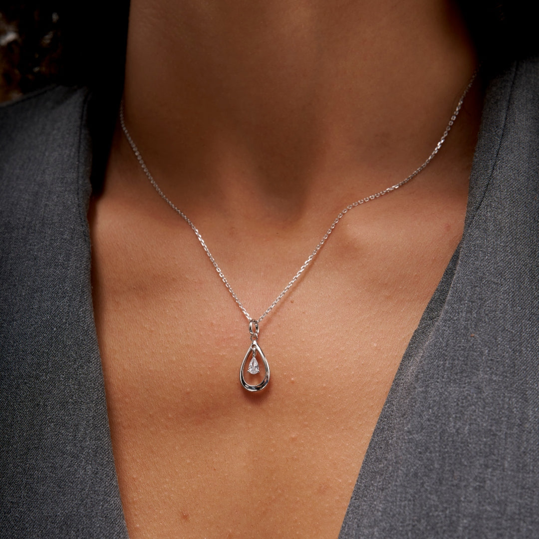 Sterling Silver Teardrop Pendant Necklace | Dorina