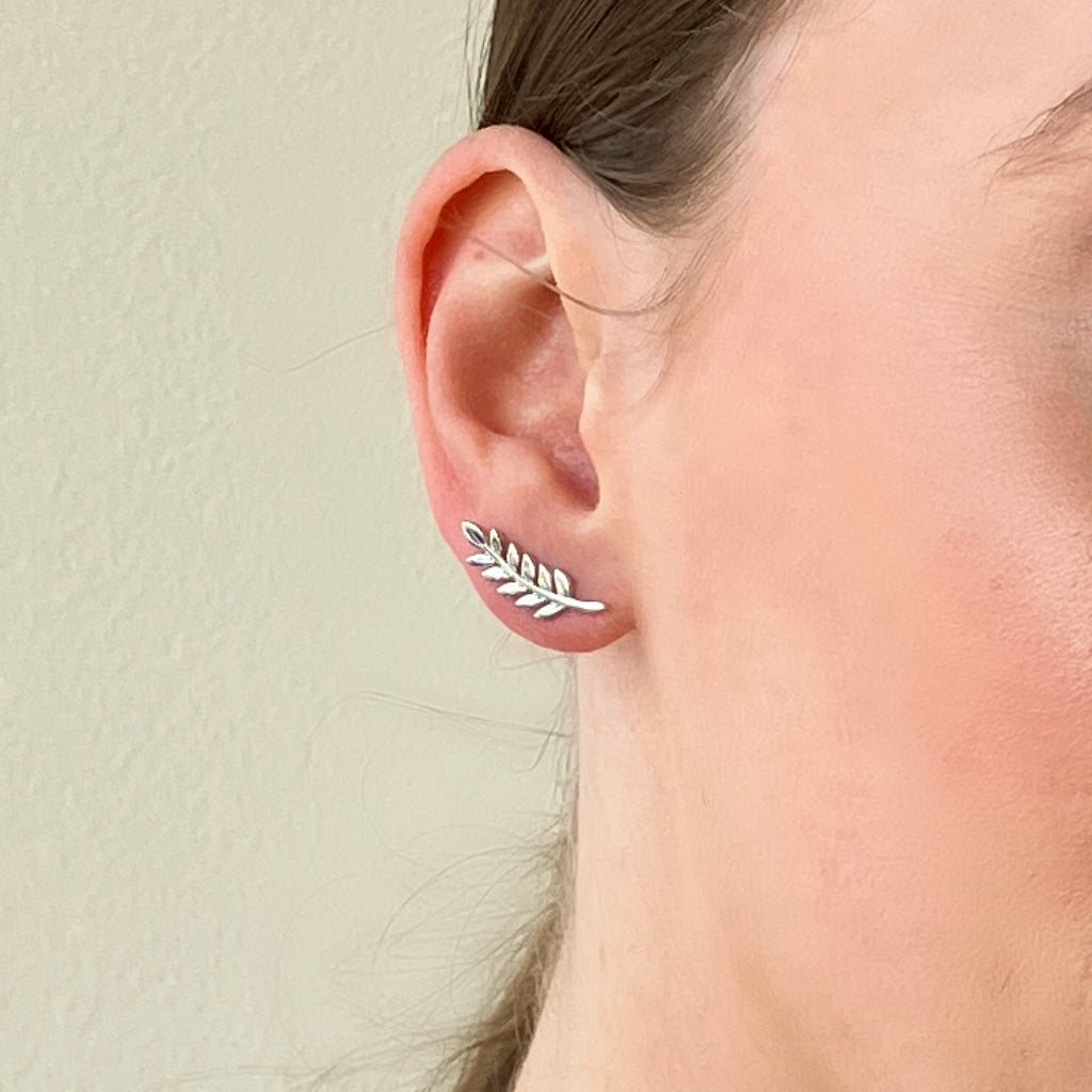 Tiva Silver Leaf Stud Earrings