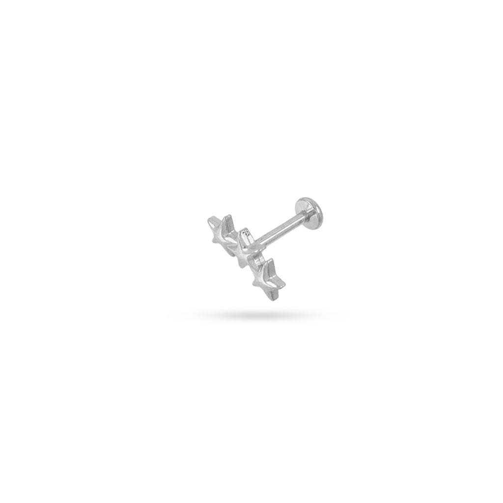 Triple Star Flat Back Single Stud Earring | Anartxy