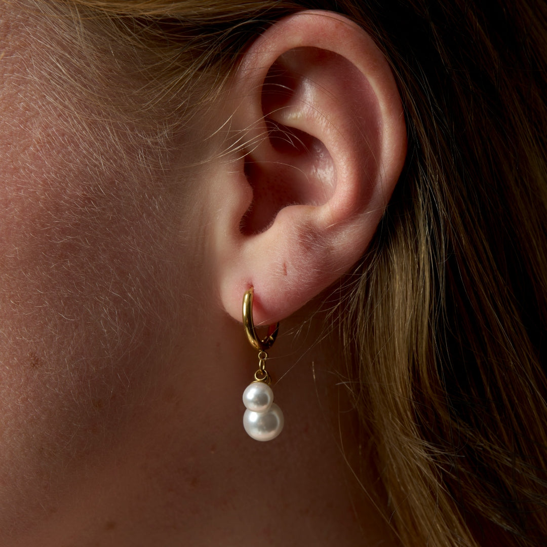 Steel Multi Pearl Charm Earrings | Melodie