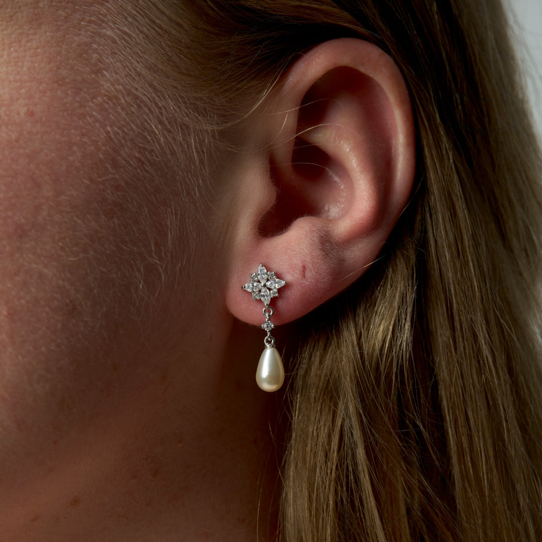 Sterling Silver Freshwater Pearl Drop Earrings | Mica
