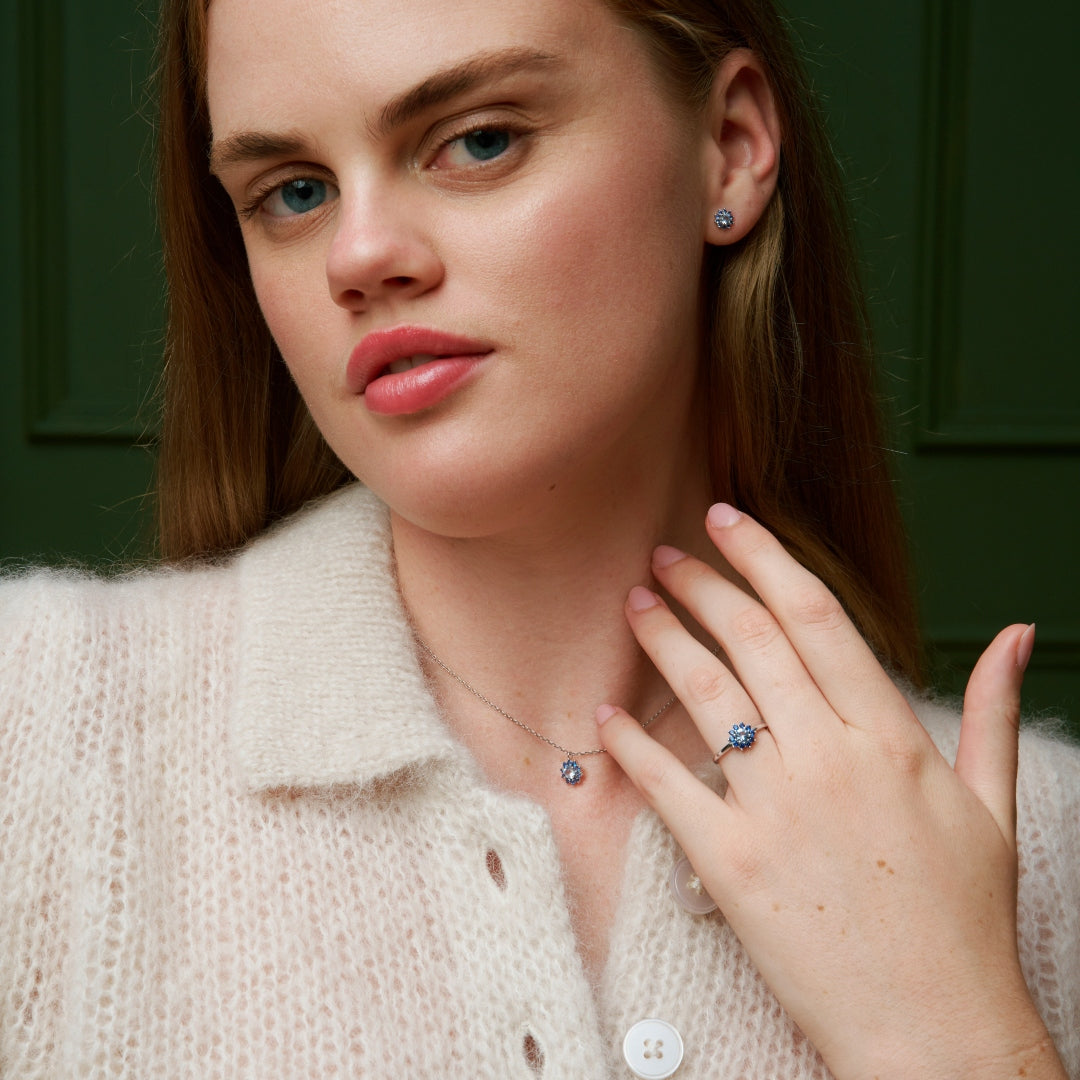 Sterling Silver Blue Tones Cluster Ring | Eve