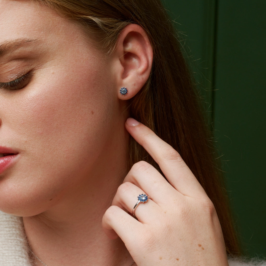 Sterling Silver Blue Tones Cluster Ring | Eve