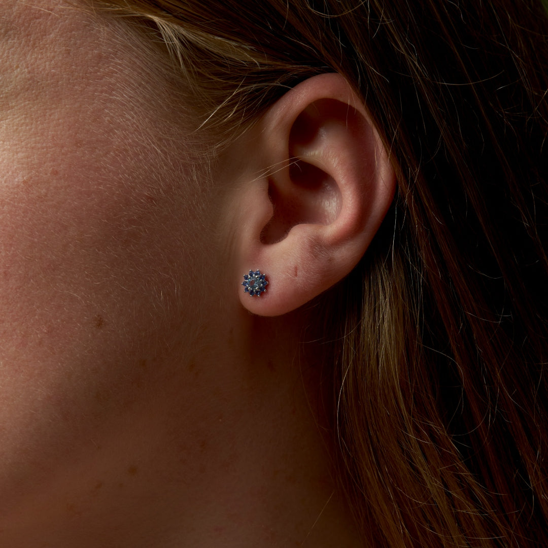 Sterling Silver Blue Tones Cluster Stud Earrings | Joy