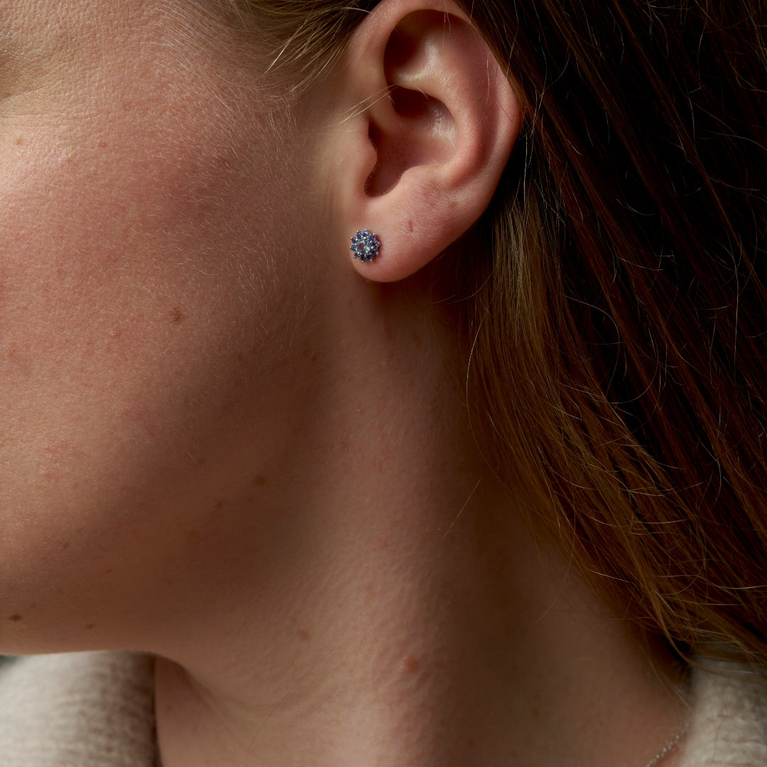 Sterling Silver Blue Tones Cluster Stud Earrings | Joy